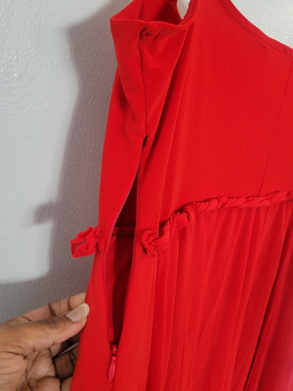 TEBI Grecian Red Maxi Dress Sz 42 (M/L) Empire Waist Formal Vtg-inspired - Picture 9 of 14